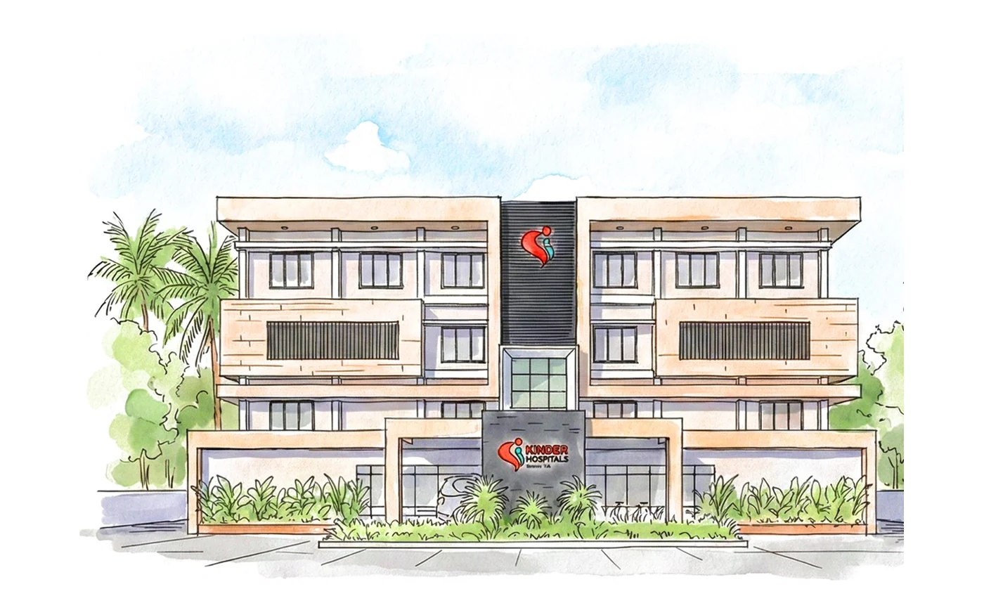 Illustration of the Kinder Hospitals Aranmula building