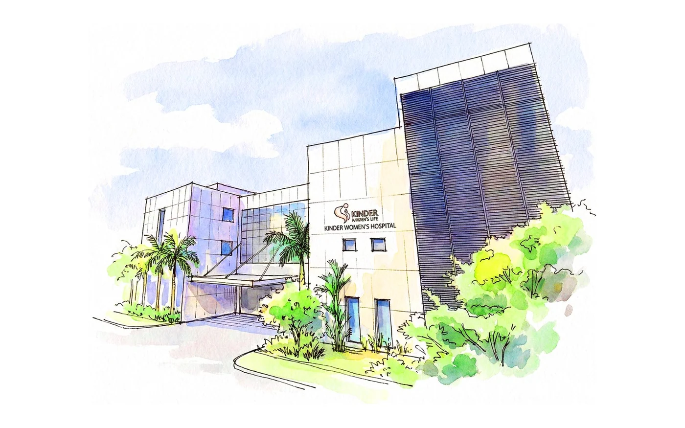 Illustration of the Kinder Hospitals Cherthala building